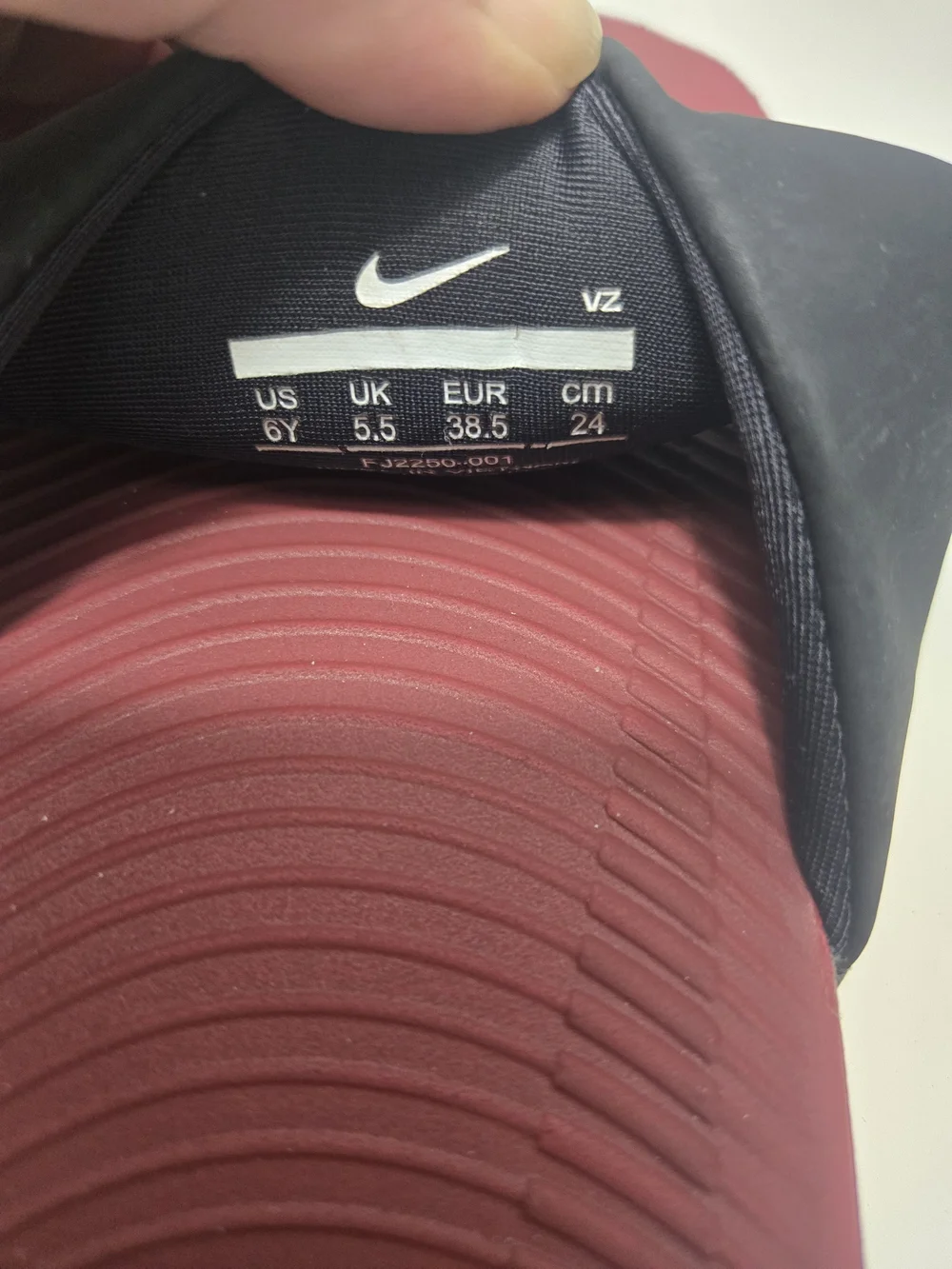 Kids Nike Maroon & Black Slide Sandals - Size 6Y